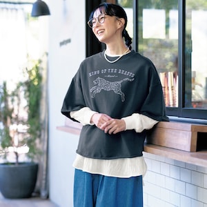 【ベルメゾン】【4月9日セール追加】 ミニ裏毛7分袖ロゴカットソー