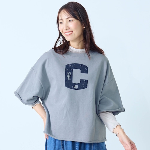 ミニ裏毛7分袖ロゴカットソー