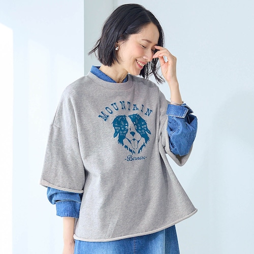 ミニ裏毛7分袖ロゴカットソー