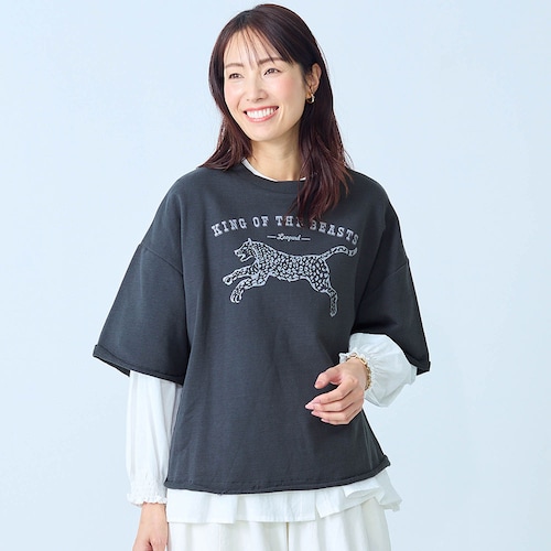 ミニ裏毛7分袖ロゴカットソー