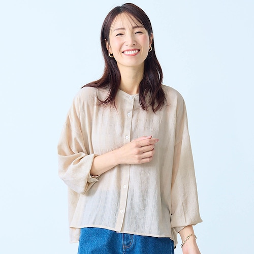 シアーチェックブラウス