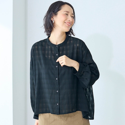 シアーチェックブラウス