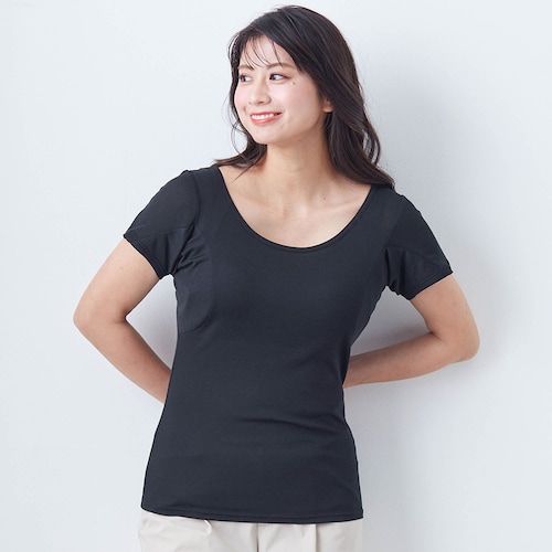 汗取りインナー・しめつけない綿混ブラトップフレンチ袖(大汗さん)