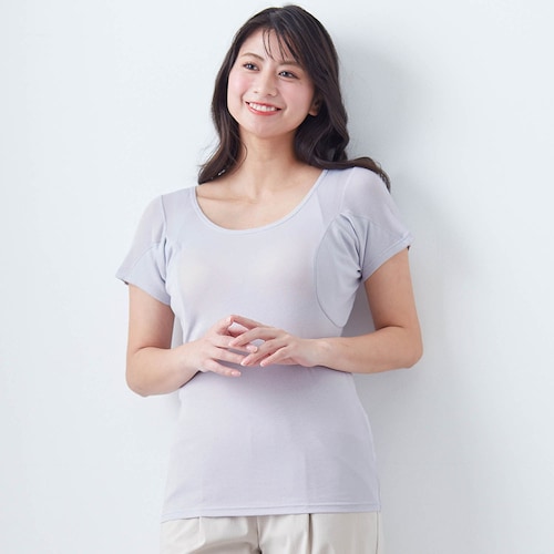 汗取りインナー・しめつけない綿混ブラトップフレンチ袖(大汗さん)