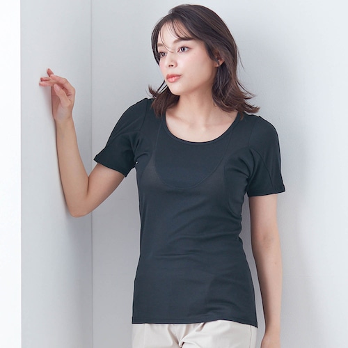 汗取りインナー・綿混胸と背中汗ガード三分袖（超最強大汗さん）