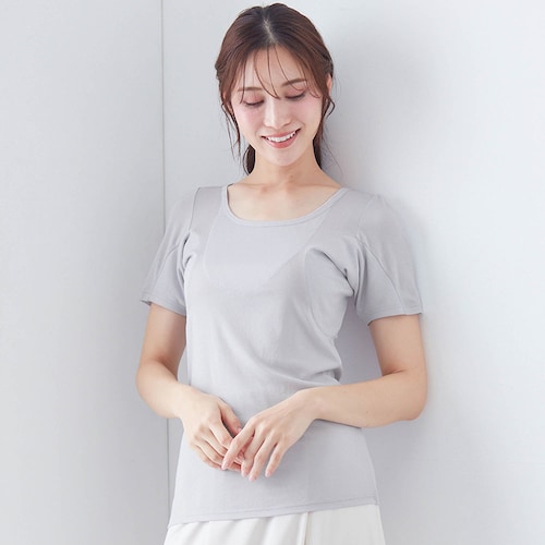 汗取りインナー・綿混胸と背中汗ガード三分袖（超最強大汗さん）