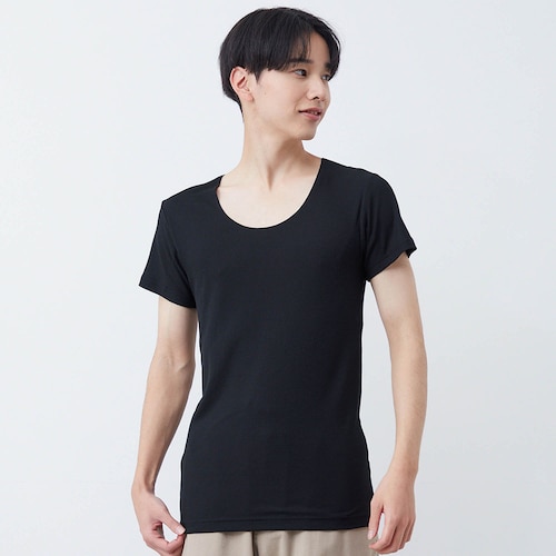 汗取りインナー・ひびかない綿混メッシュクルーネックメンズ