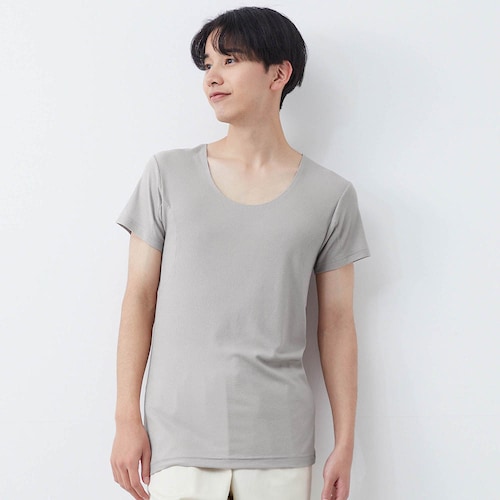 汗取りインナー・ひびかない綿混メッシュクルーネックメンズ