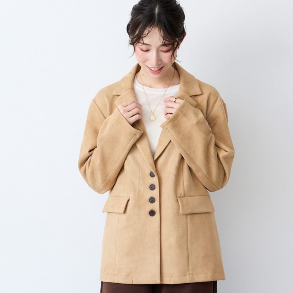 【ハンチ/hunch】ストレッチフェイクスウェードジャケット 【ハンチ/hunch】ストレッチフェイクスウェードジャケット