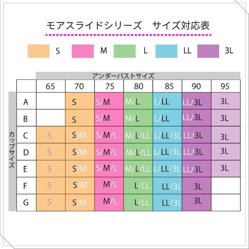 モアスライドサイズ対応表