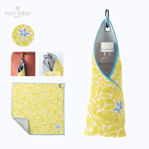 【ミニラボ/mini labo】カラビナ付きピタッとくっつく便利なクロス/レモン 「ミニラボ」