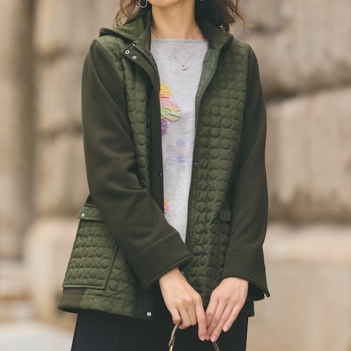 キルト切替え裏ボアカットソーコート