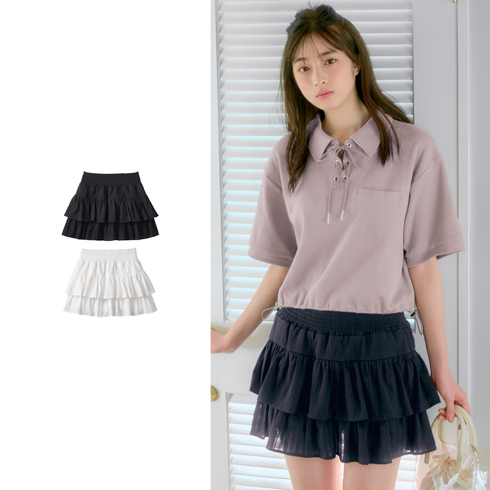 インナーパンツ付きコットンティアードミニスカート 【子供服】(パペル ラピス/Papel lapiz)