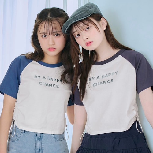 箔プリントラグラン切替えドロスト綿素材半袖Ｔシャツ 【子供服】