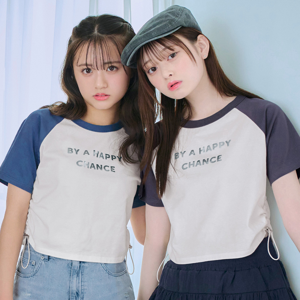 【パペル ラピス/Papel lapiz】箔プリントラグラン切替えドロスト綿素材半袖Tシャツ 【子供服】