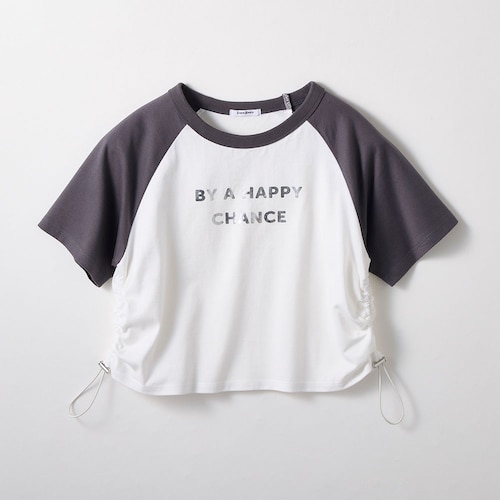 箔プリントラグラン切替えドロスト綿素材半袖Ｔシャツ 【子供服】