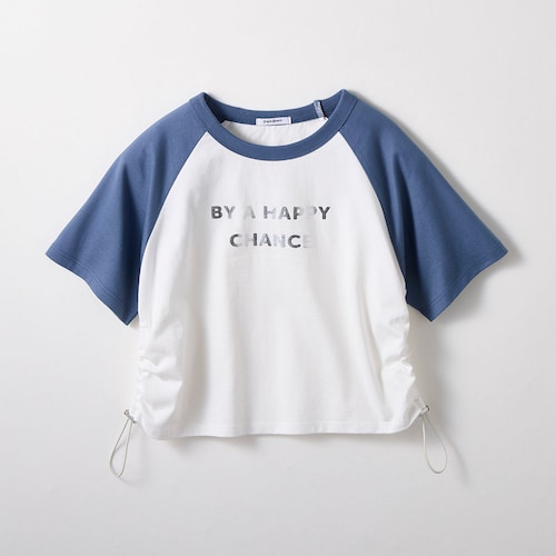 箔プリントラグラン切替えドロスト綿素材半袖Ｔシャツ 【子供服】