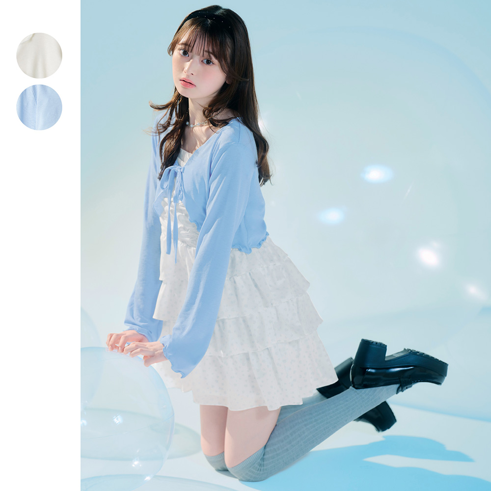 【高比良由菜・ゆなちゃんコラボ】シアーボレロ&シフォンティアードキャミワンピース 【子供服】(パペル ラピス/Papel lapiz)