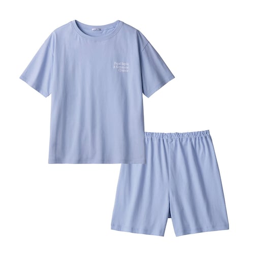 プチプラ！薄くて涼しいセットアップ風綿素材半袖パジャマ 【子供パジャマ】