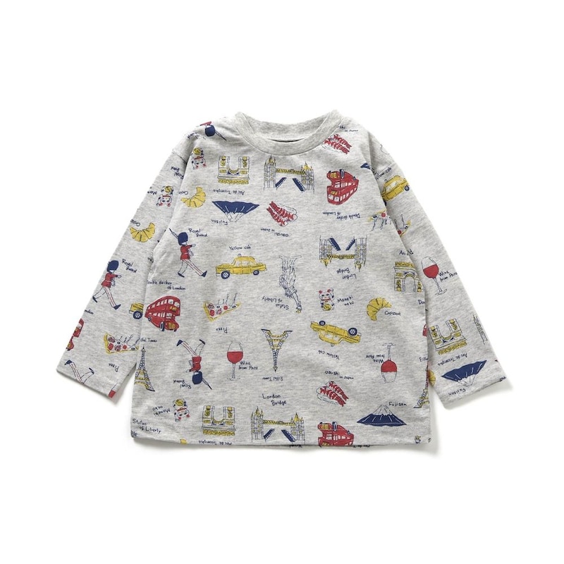 グレー（世界の名所、銘品総柄）