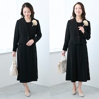 小物を変えて礼服やハレのシーンにも対応（モデル身長165cm/９号）