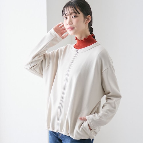 裾ドロスト裏毛ジップカーディガン