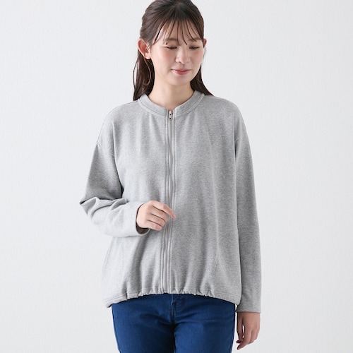 裾ドロスト裏毛ジップカーディガン