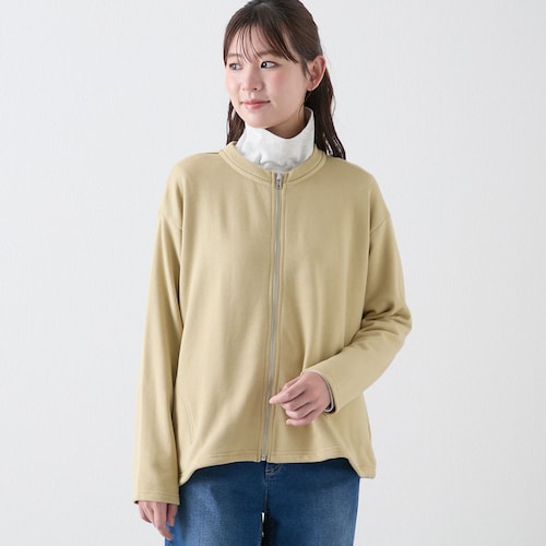 裾ドロスト裏毛ジップカーディガン