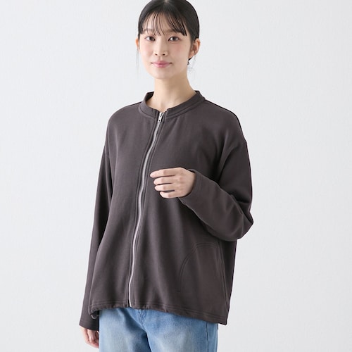 裾ドロスト裏毛ジップカーディガン
