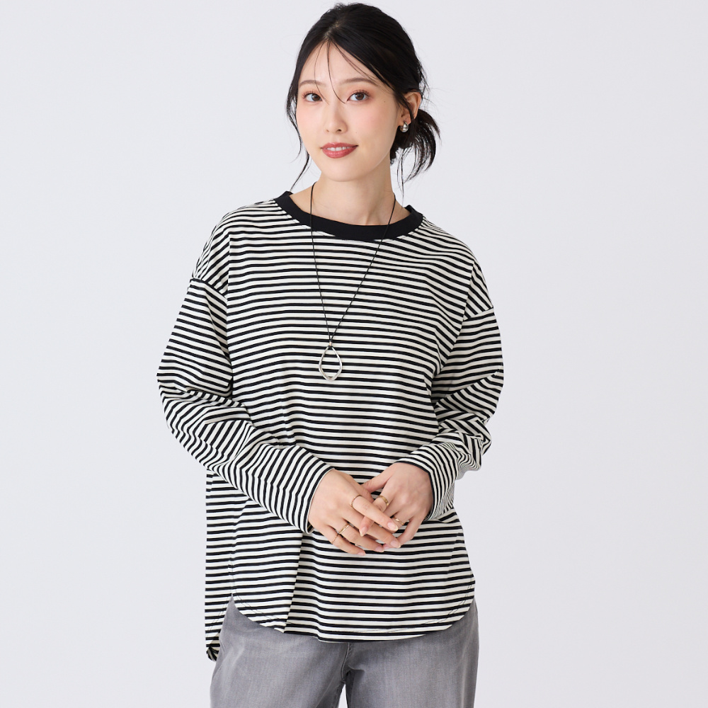 【クロスファンクション/CF】オーガニックコットン使用裾ラウンドチュニック 【クロスファンクション/CF】オーガニックコットン使用裾ラウンドチュニック