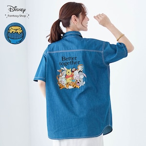 【ディズニー/Disney】ユニセックス刺しゅうデニムシャツ「くまのプーさん」