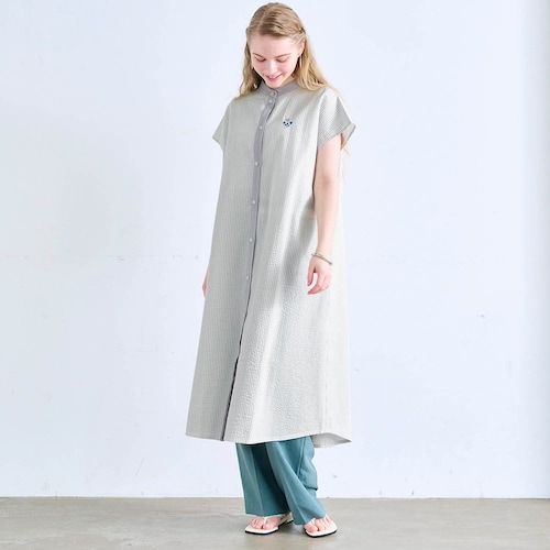 ぽこぽこサッカー素材のストライプワンピース/プロヴァンスのマキ 「ミニラボ」