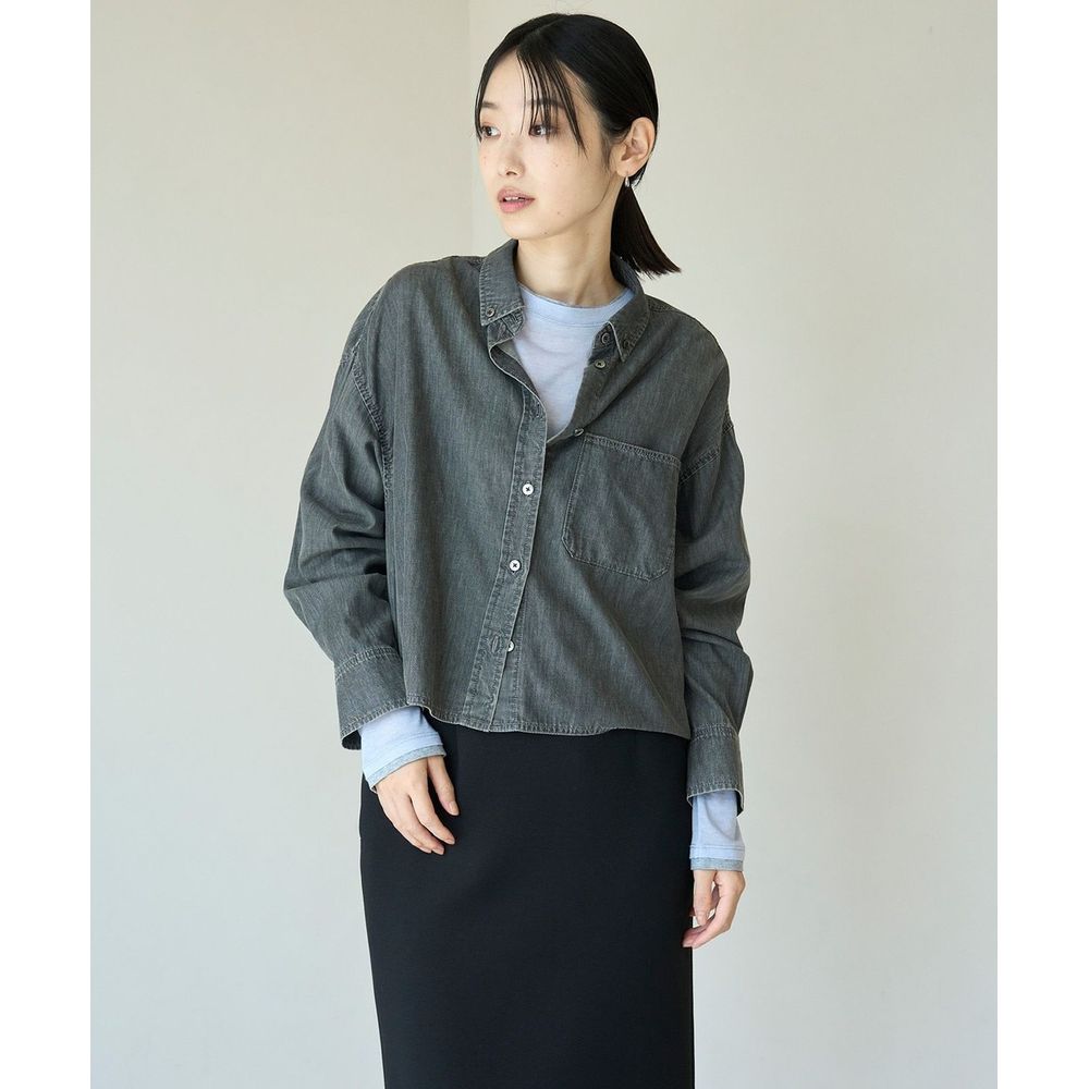 【オンワード樫山】【UNFILO/アンフィーロ】クロップドデニムシャツ 【オンワード樫山】【UNFILO/アンフィーロ】クロップドデニムシャツ