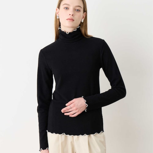 起毛配色フライスハイネック