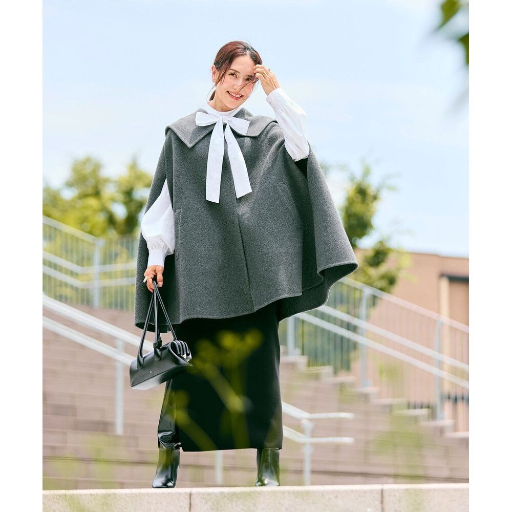 【オンワード樫山】【#Newans/ハッシュニュアンス】セーラーカラーダブルフェイスケープコート