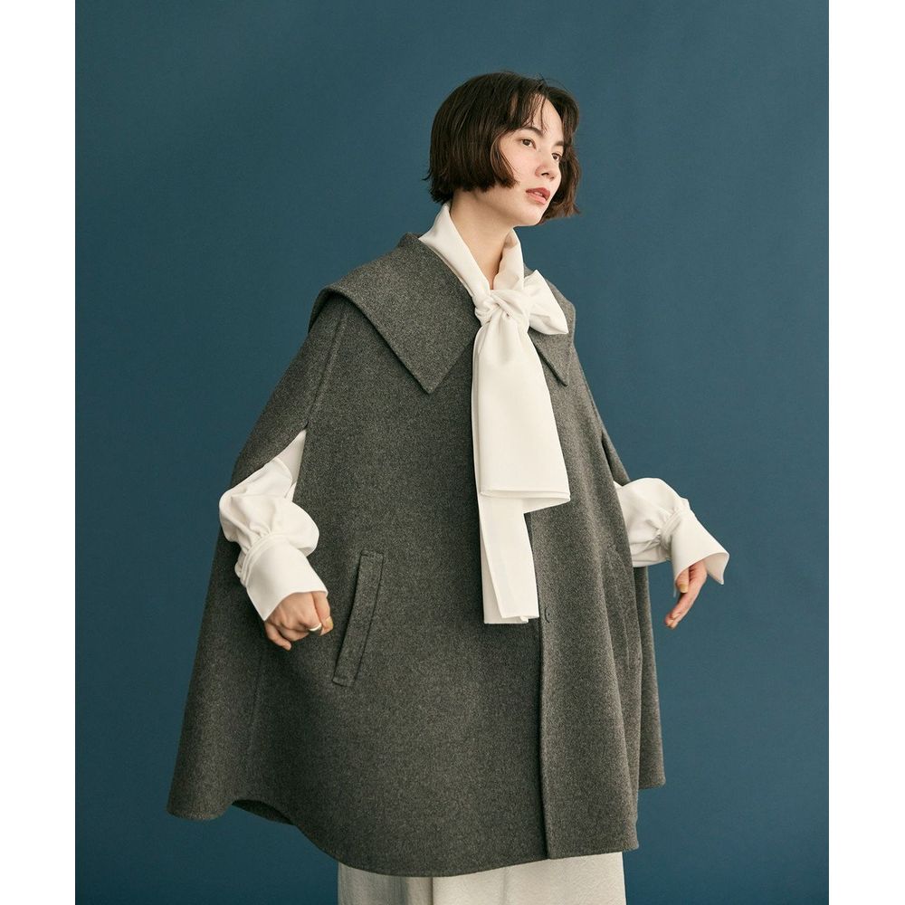 ハラダマニア　ケープコート Newans／ハッシュニュアンス】セーラーカラーダブルフェイスケープ