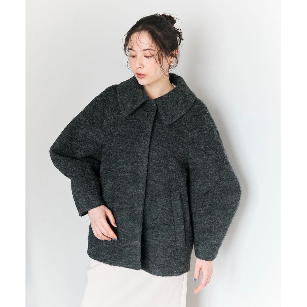 Newans プードルコクーンコート ハッシュニュアンス　ネイビー　Pコート Newans／ハッシュニュアンス】プードルコクーンコート(オンワード樫山