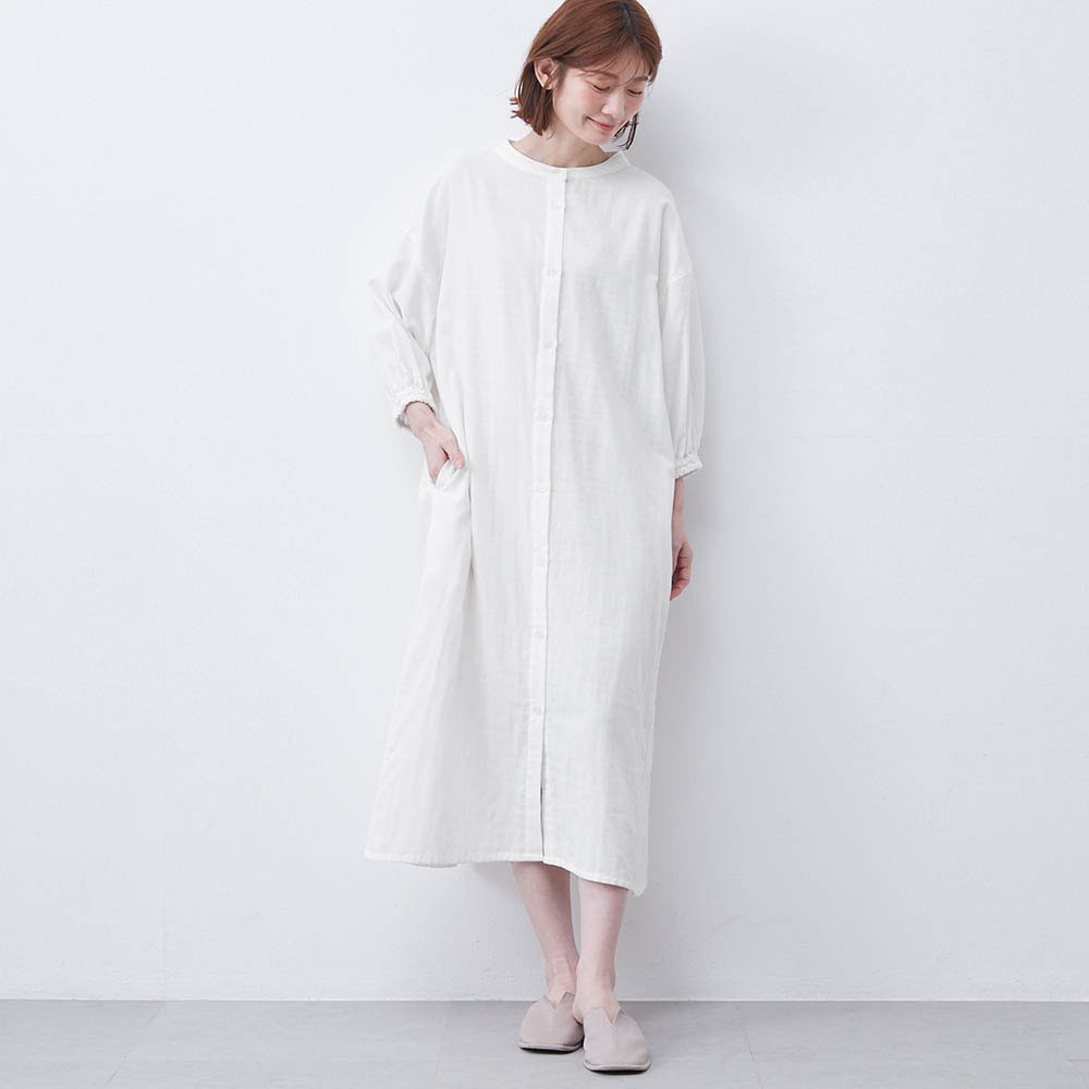 【ブルーリミテッド/Blue Limited.】羽織るだけでも様になるコットンガーゼ七分袖ワンピース