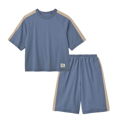 薄くて涼しいライン切替え半袖Tシャツ＆ハーフパンツ 【子供服 半袖】