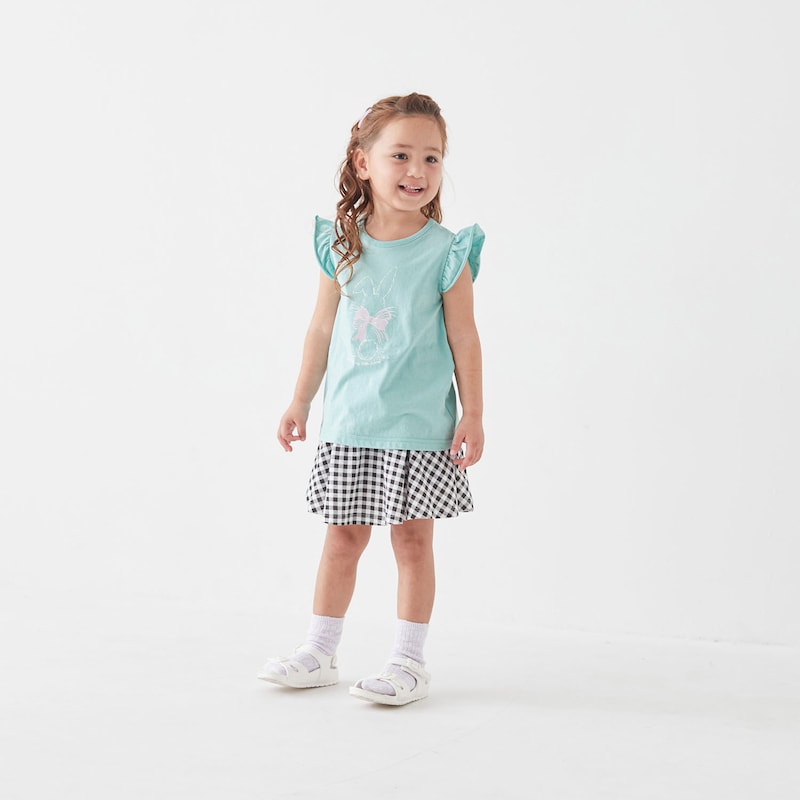 ギンガムチェック／モデル身長106.5cm・サイズ110