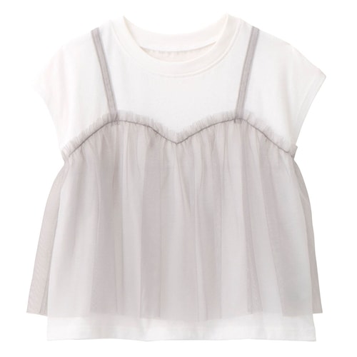 薄くて涼しいチュールビスチェレイヤードＴシャツ 【子供服 半袖】