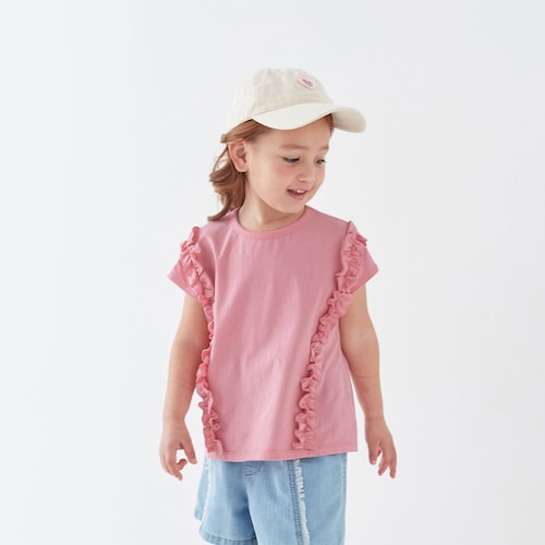 薄くて涼しいギャザーフリルフレンチスリーブＴシャツ 【子供服 半袖】