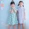 袖フリル総柄Ａラインワンピース 【子供服 半袖】