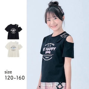 【ジータ/GITA】ハートバックルチュール切替え肩スリットTシャツ 【子供服 半袖】