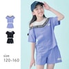 【ジータ/GITA】肩開きラインロゴレイヤード風Tシャツ & ショートパンツセット 【子供服 半袖】