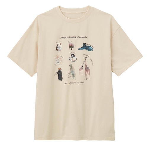 天王寺動物園コラボユニセックスアニマル転写プリントＴシャツ 【半袖】