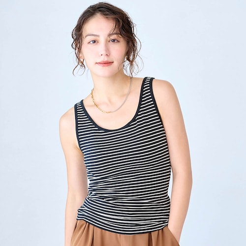 【カラー限定特価】大人のためのしめつけない綿混ブラタンクトップ