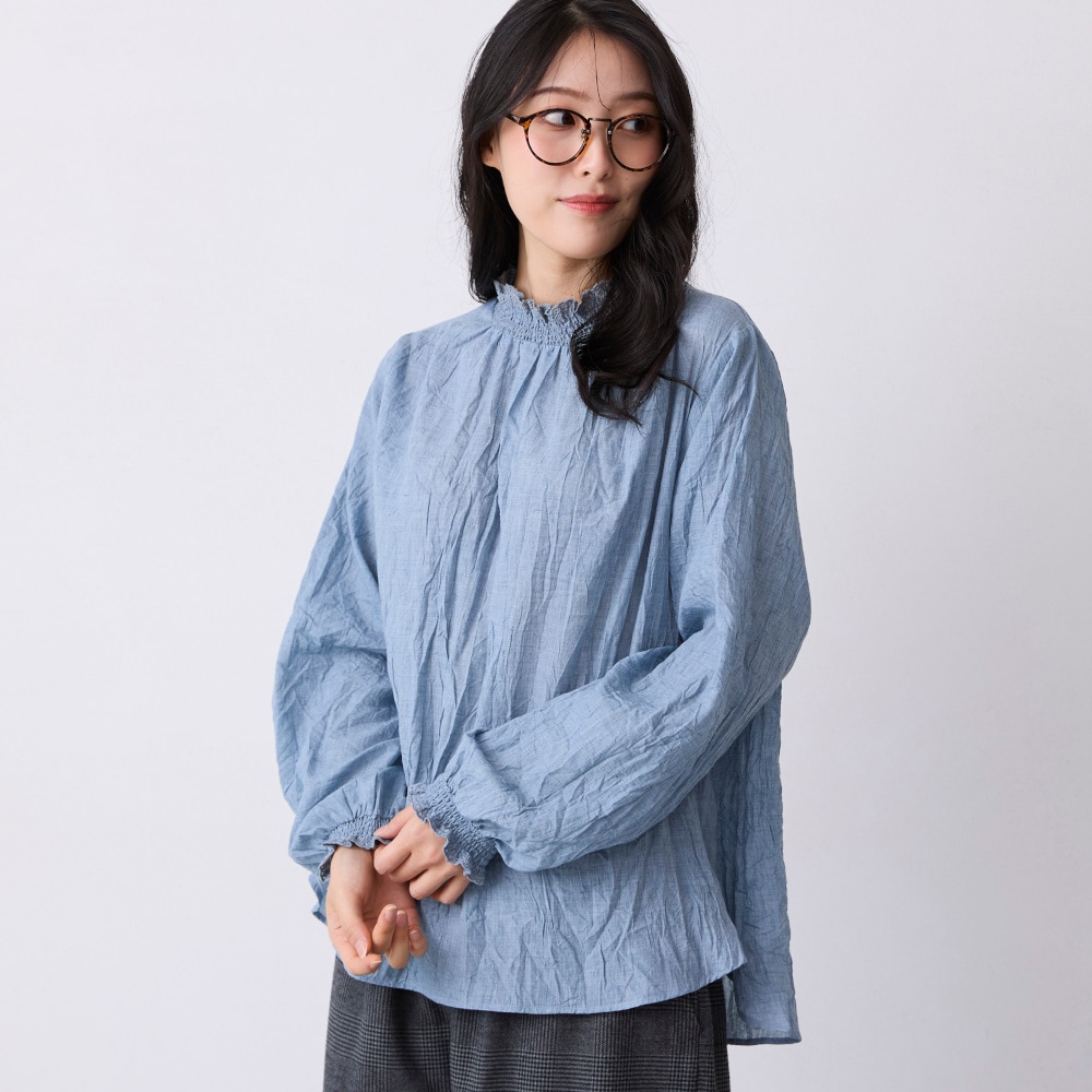 レース使いシャーリングブラウス(エムドットエヌ/m.n)｜通販の