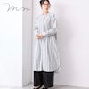 【エムドットエヌ/m.n】先染めストライプ前開き長袖シャツワンピース