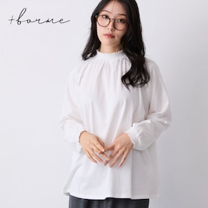 【プリュスボルメ/+borme】シャーリング使い長袖ラグランプルオーバー